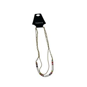 Torrid White Beaded Pops Layer Necklace Gold Tone NWT Womens